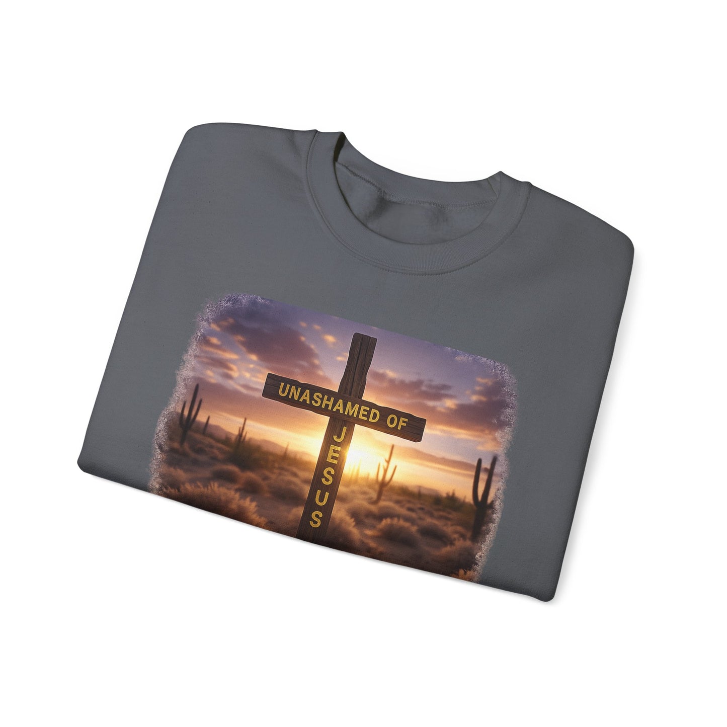 Christian Cross Sweatshirt – "Unashamed of Jesus" Inspirational Crewneck