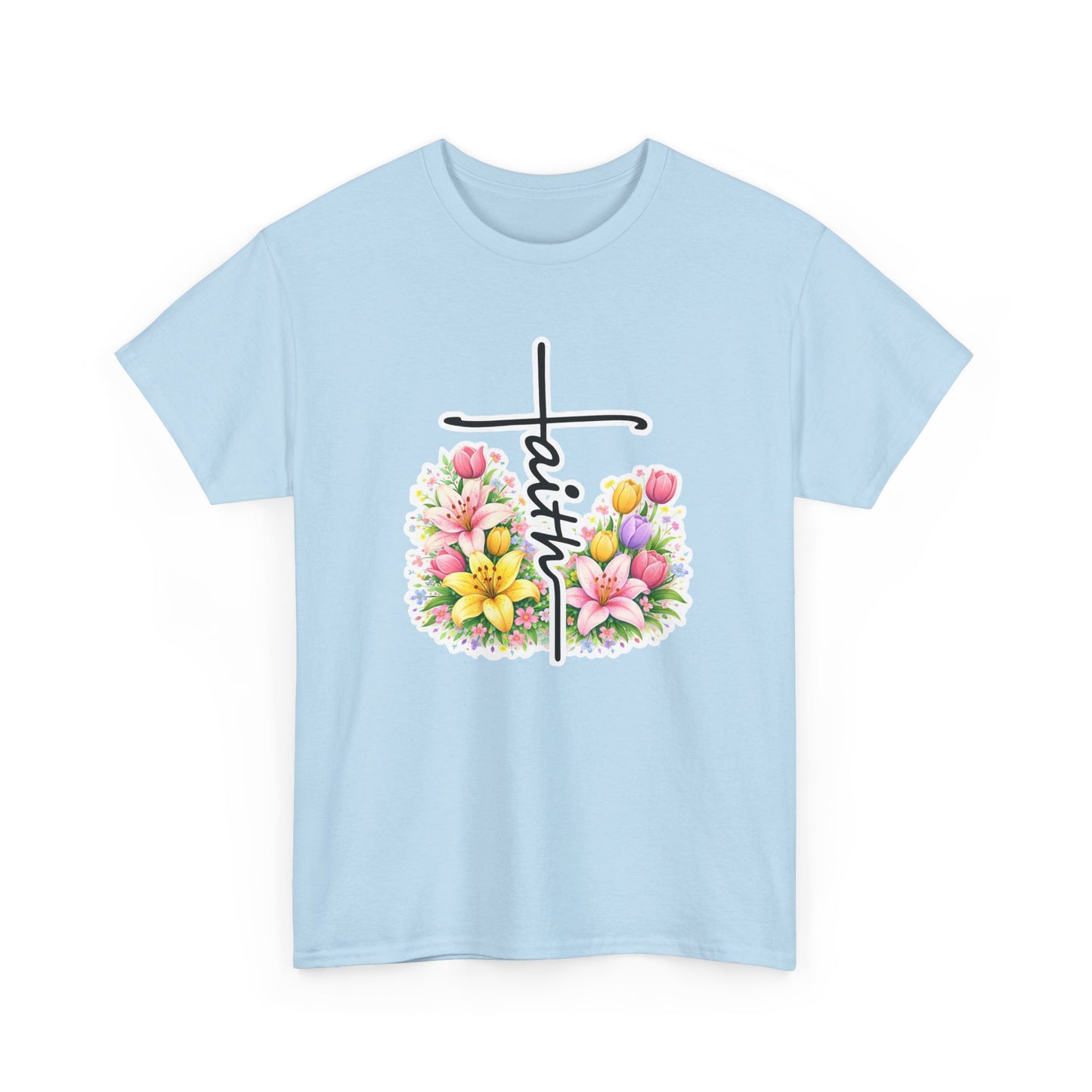 Faith Cross Floral T-Shirt — Christian Inspirational Spring Tee