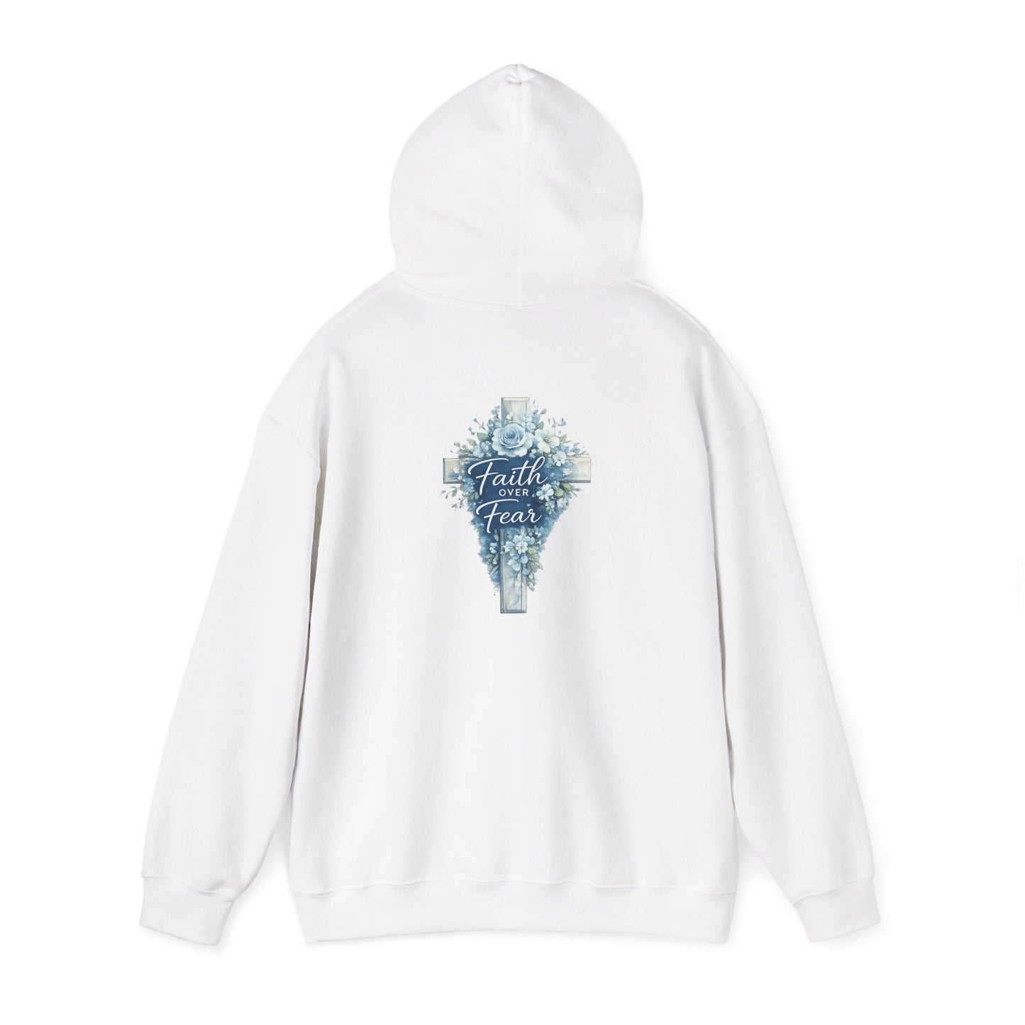 Faith Over Fear Hoodie — Floral Cross Christian Sweatshirt