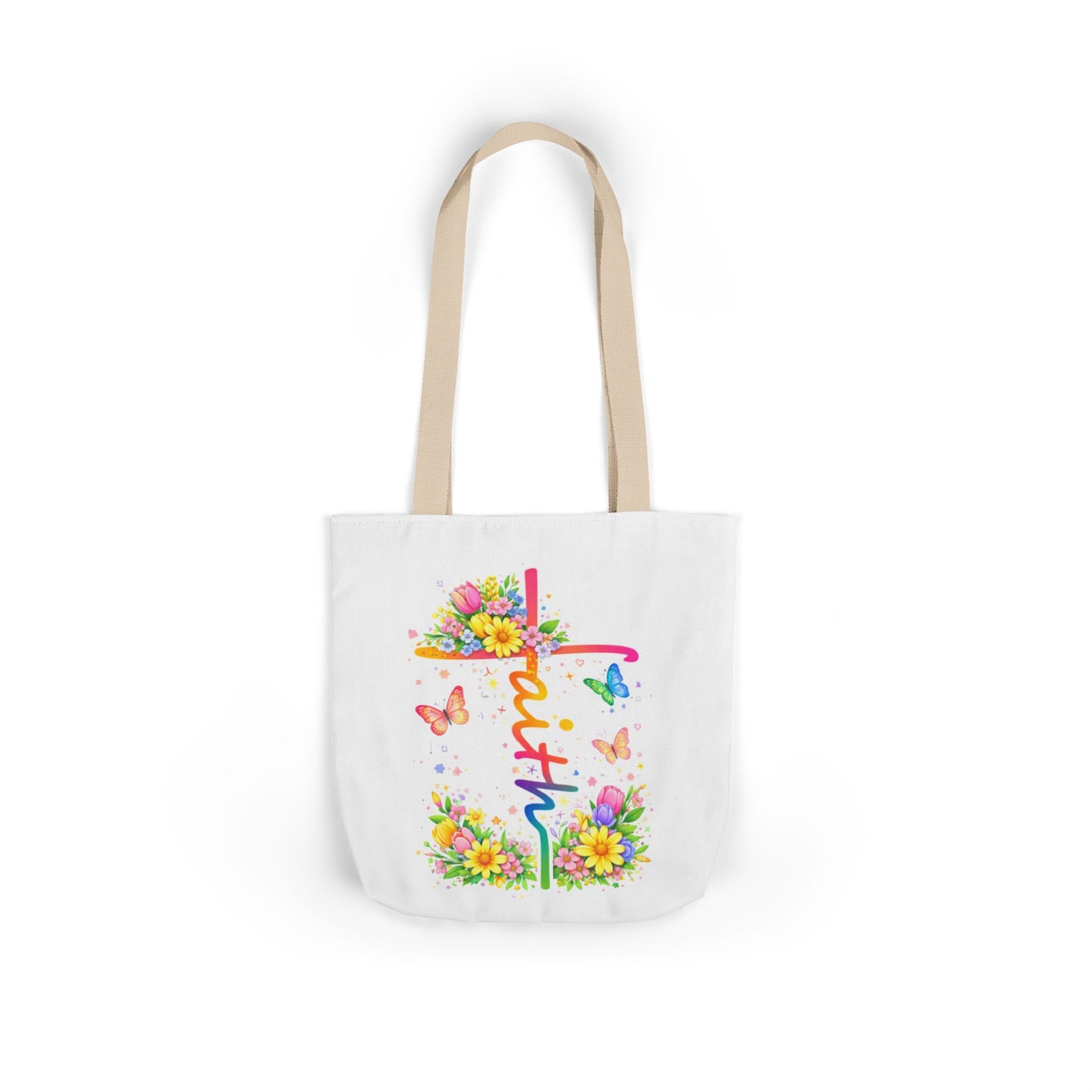 Faith Floral Cross Tote Bag — Canvas Spring Floral Grocery & Church Tote