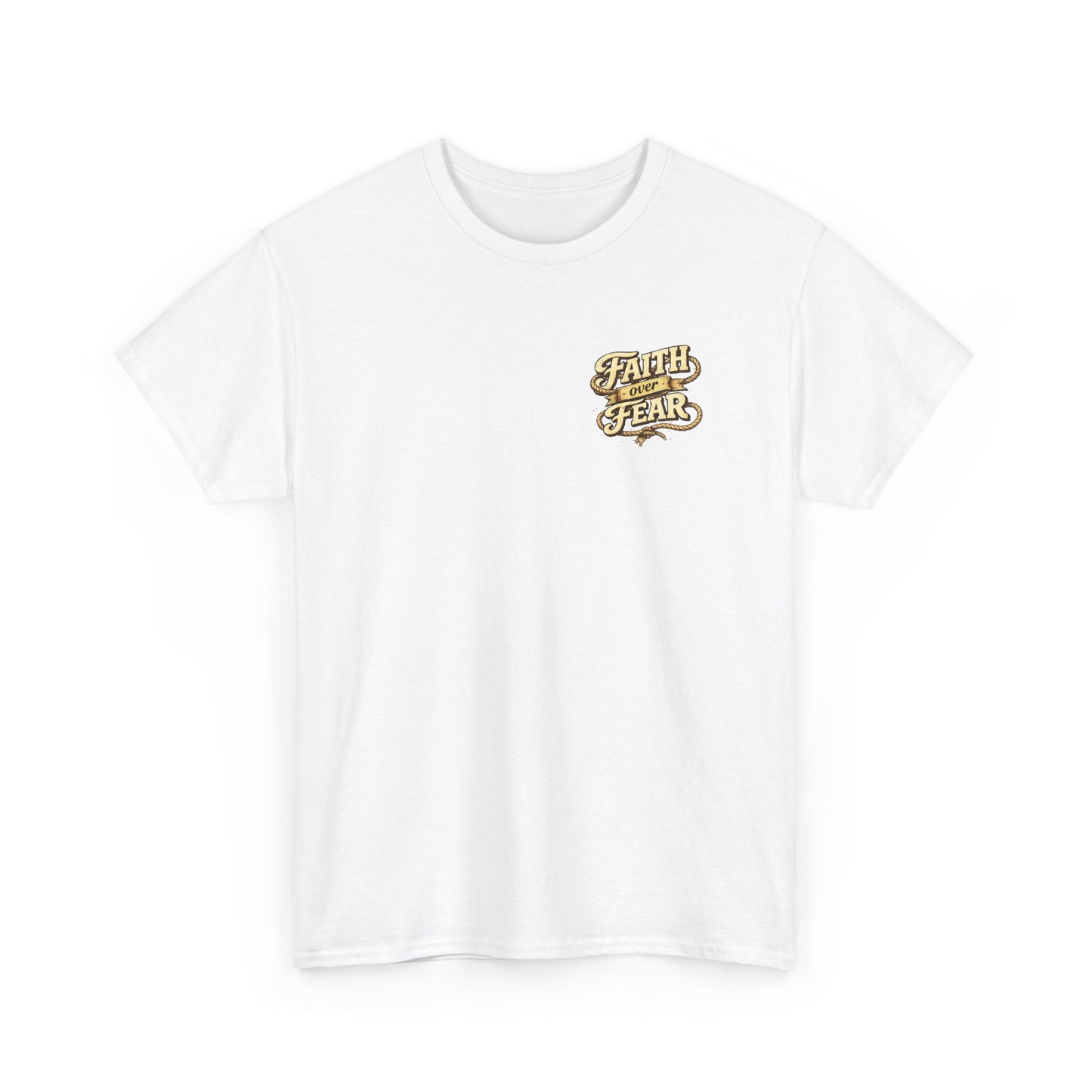 Faith Over Fear Tee — Western Cowboy Christian Shirt with Cross & Skull Design