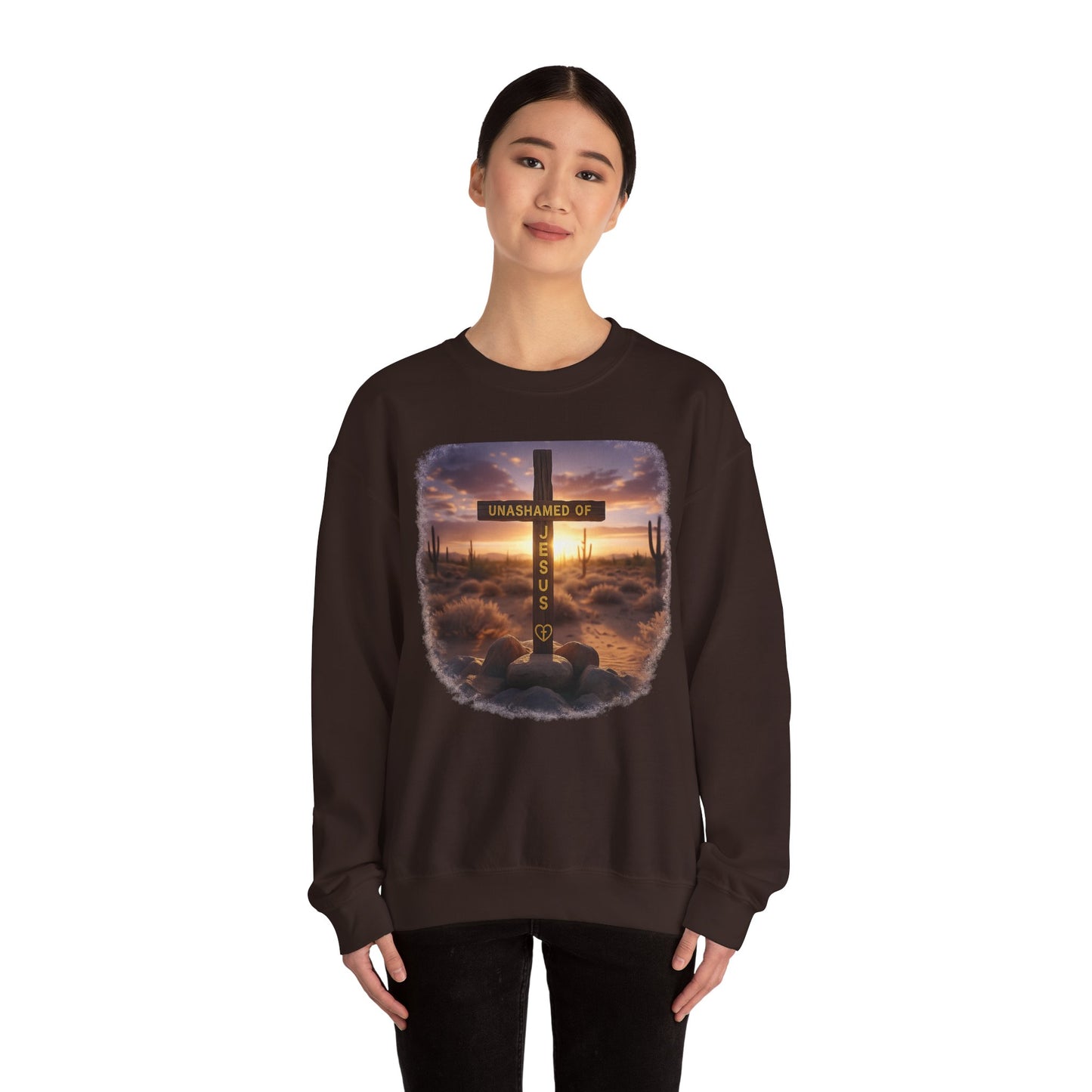 Christian Cross Sweatshirt – "Unashamed of Jesus" Inspirational Crewneck
