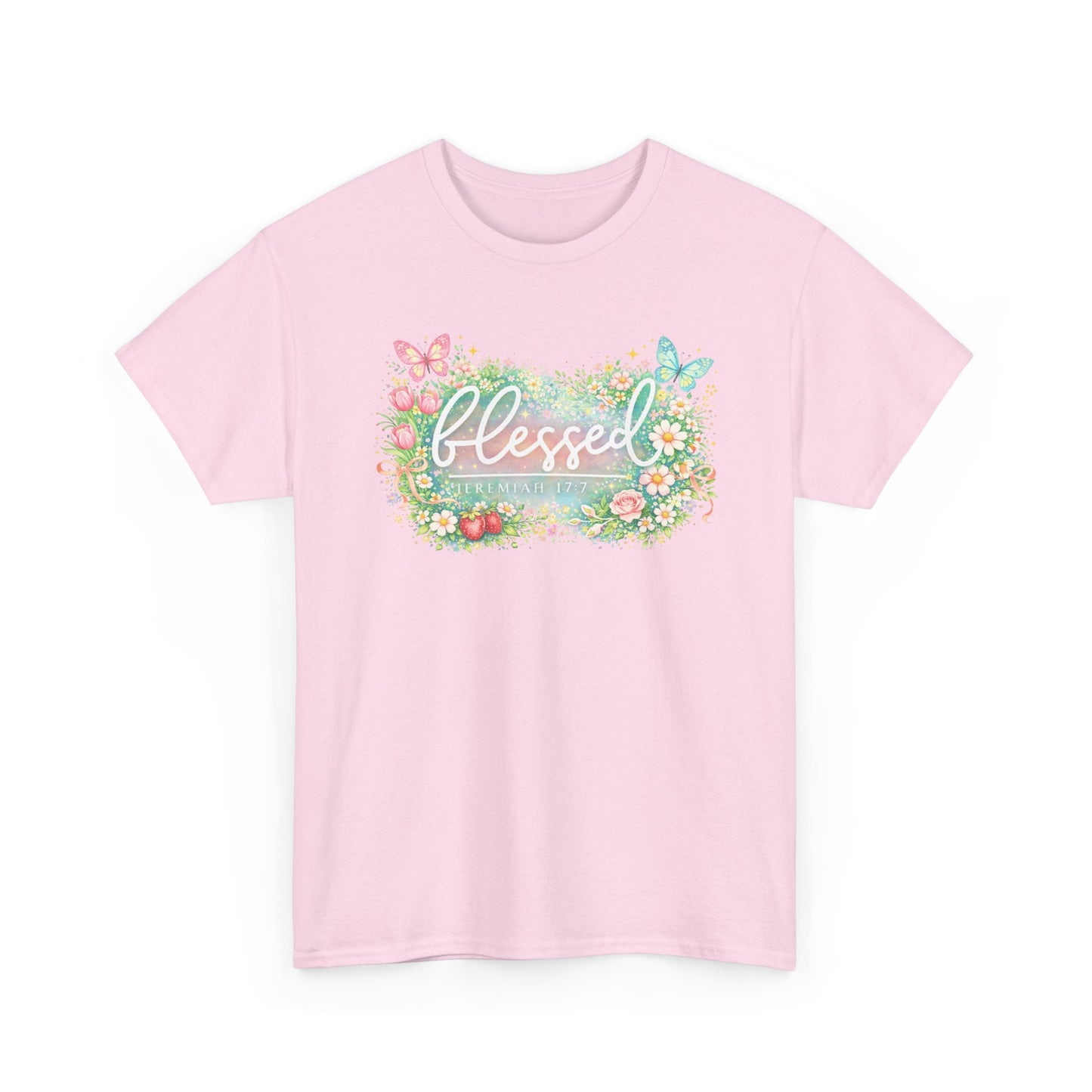 Blessed Floral T-Shirt — Watercolor Flowers & Butterflies Graphic Tee