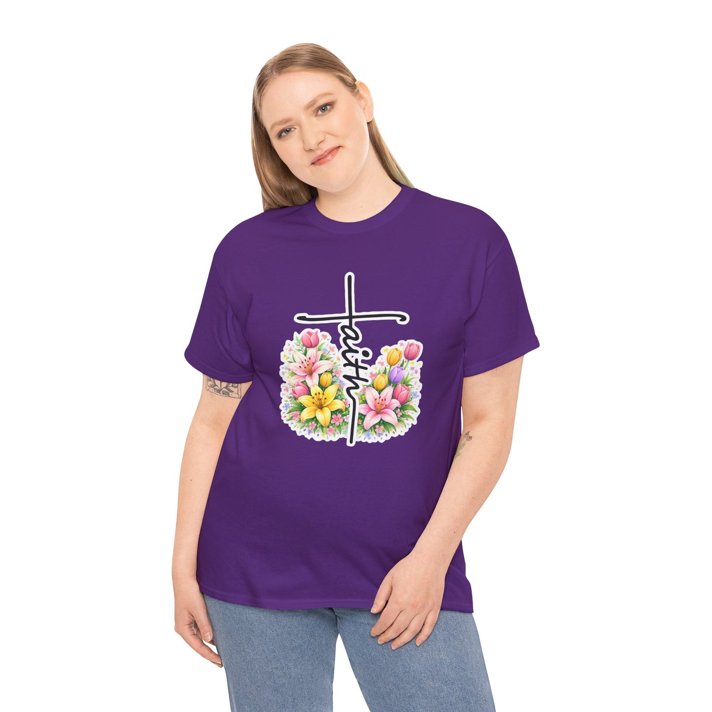 Faith Cross Floral T-Shirt — Christian Inspirational Spring Tee