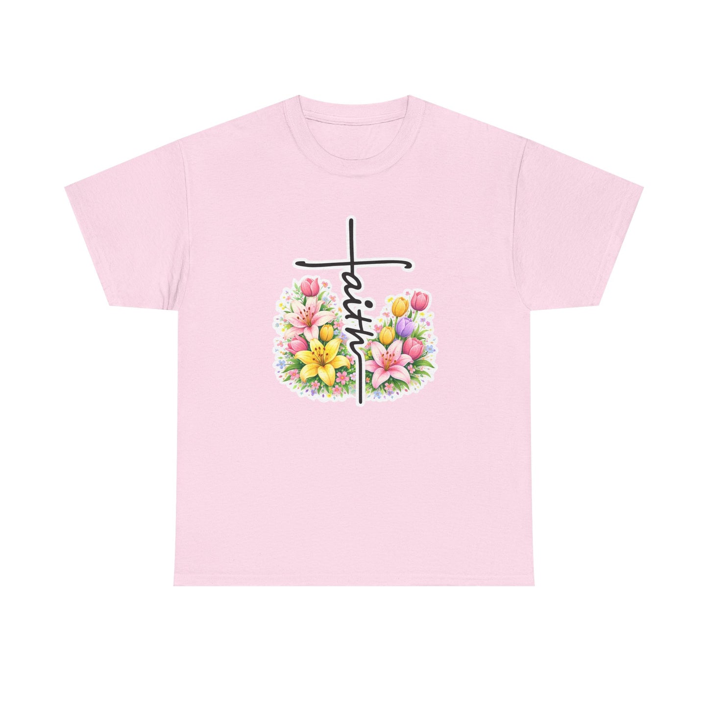 Faith Cross Floral T-Shirt — Christian Inspirational Spring Tee