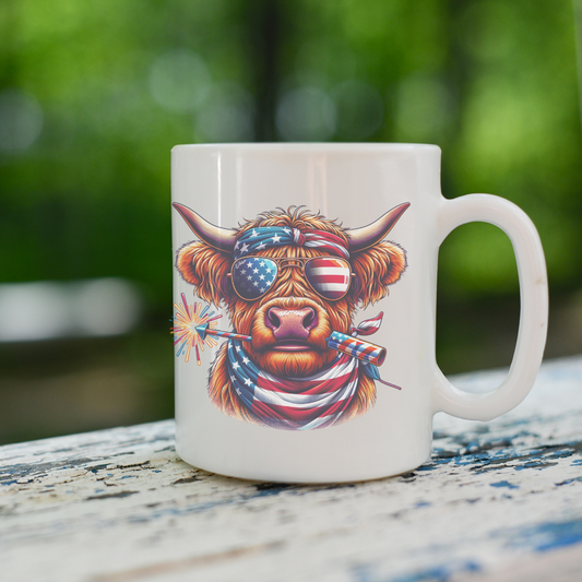 4th of July Highland Cow Mug