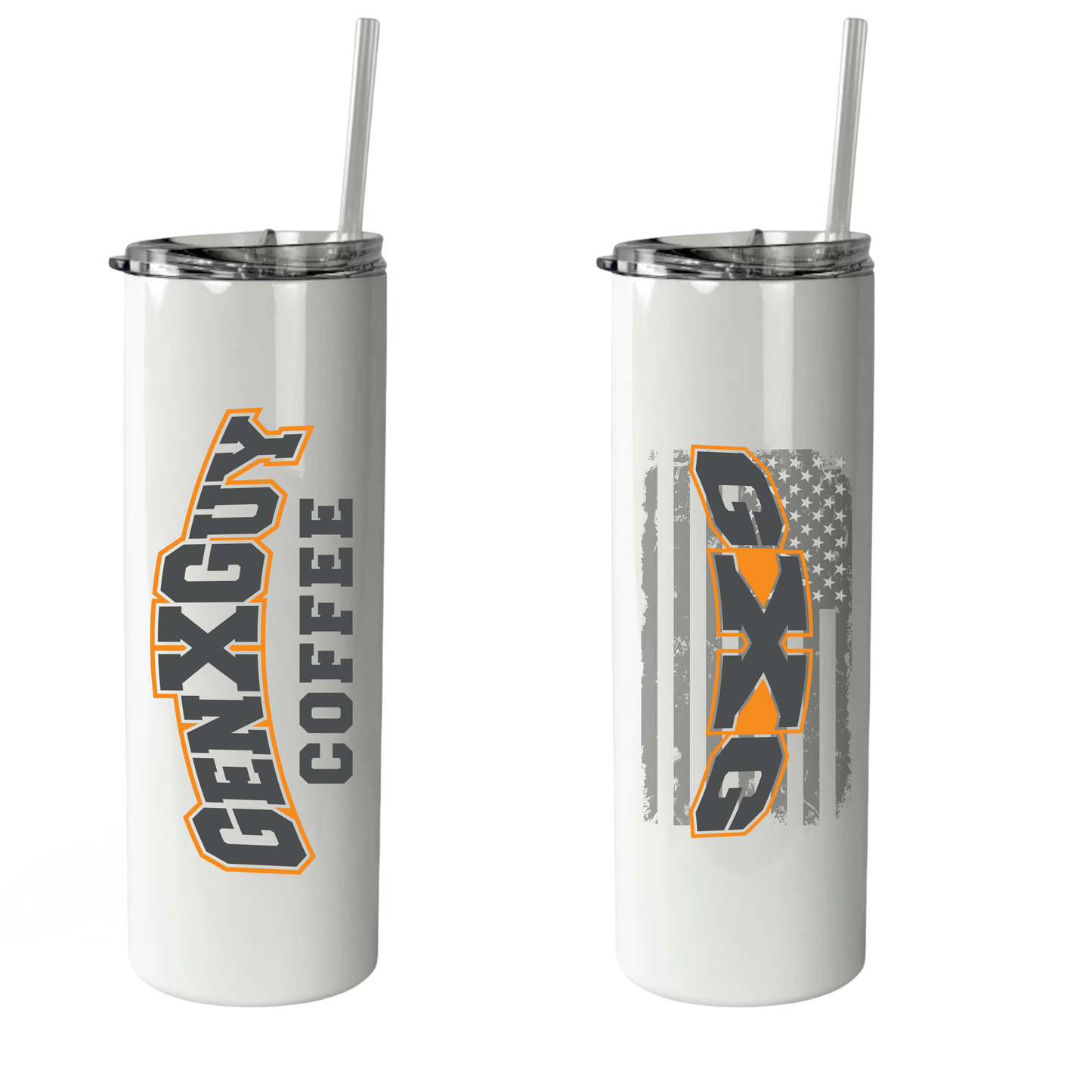 Gen X Guy 20oz Stainless Tumbler with Metal Straw and Cleaning Brush