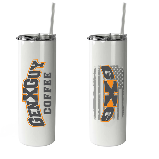 Gen X Guy 20oz Stainless Tumbler with Metal Straw and Cleaning Brush