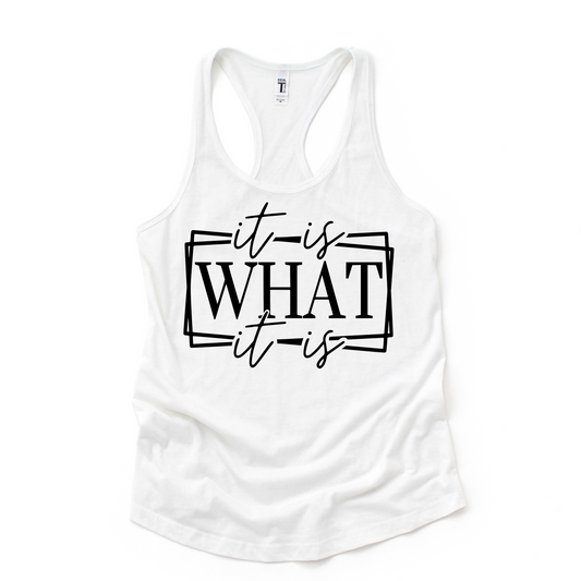 It Is What It Is Racerback Tank