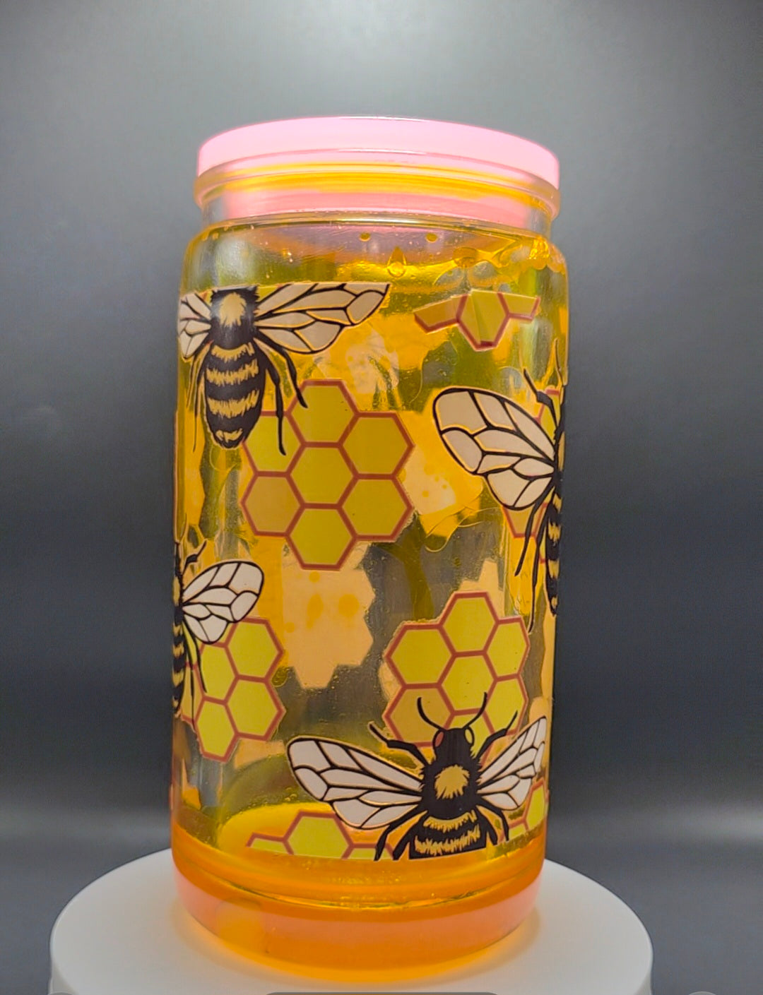 16oz Bumblebee Honey Drip Cup Acrylic Snowglobe Tumbler