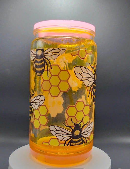 16oz Bumblebee Honey Drip Cup Acrylic Snowglobe Tumbler